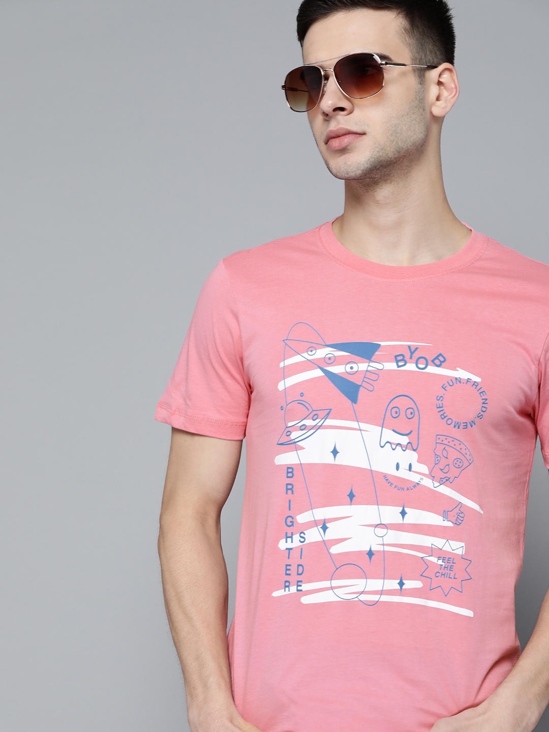

Kook N Keech Men Pink White Pure Cotton Printed Pure Cotton T-shirt