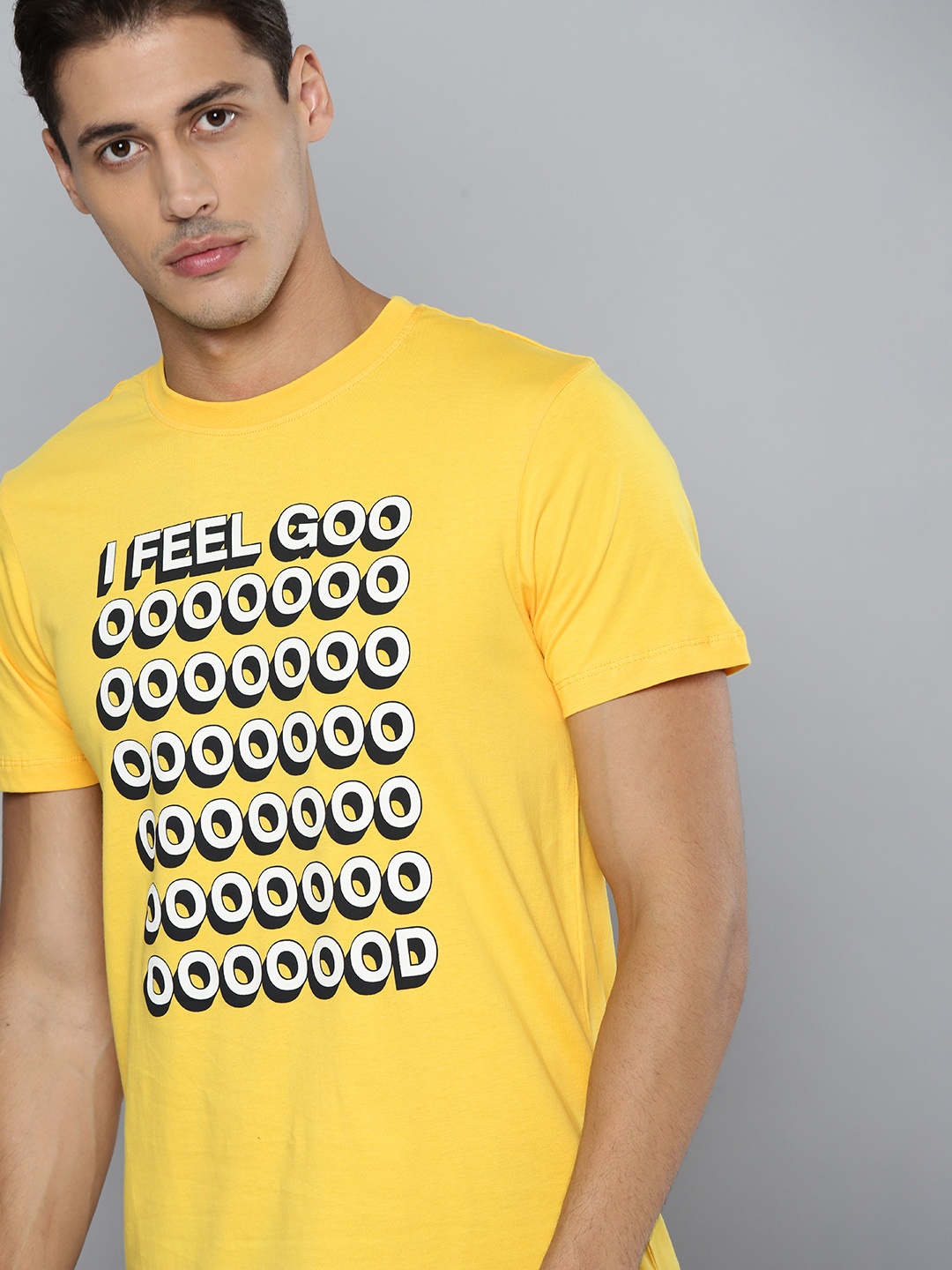 

Kook N Keech Men Yellow & White Typography Print Cotton T-shirt