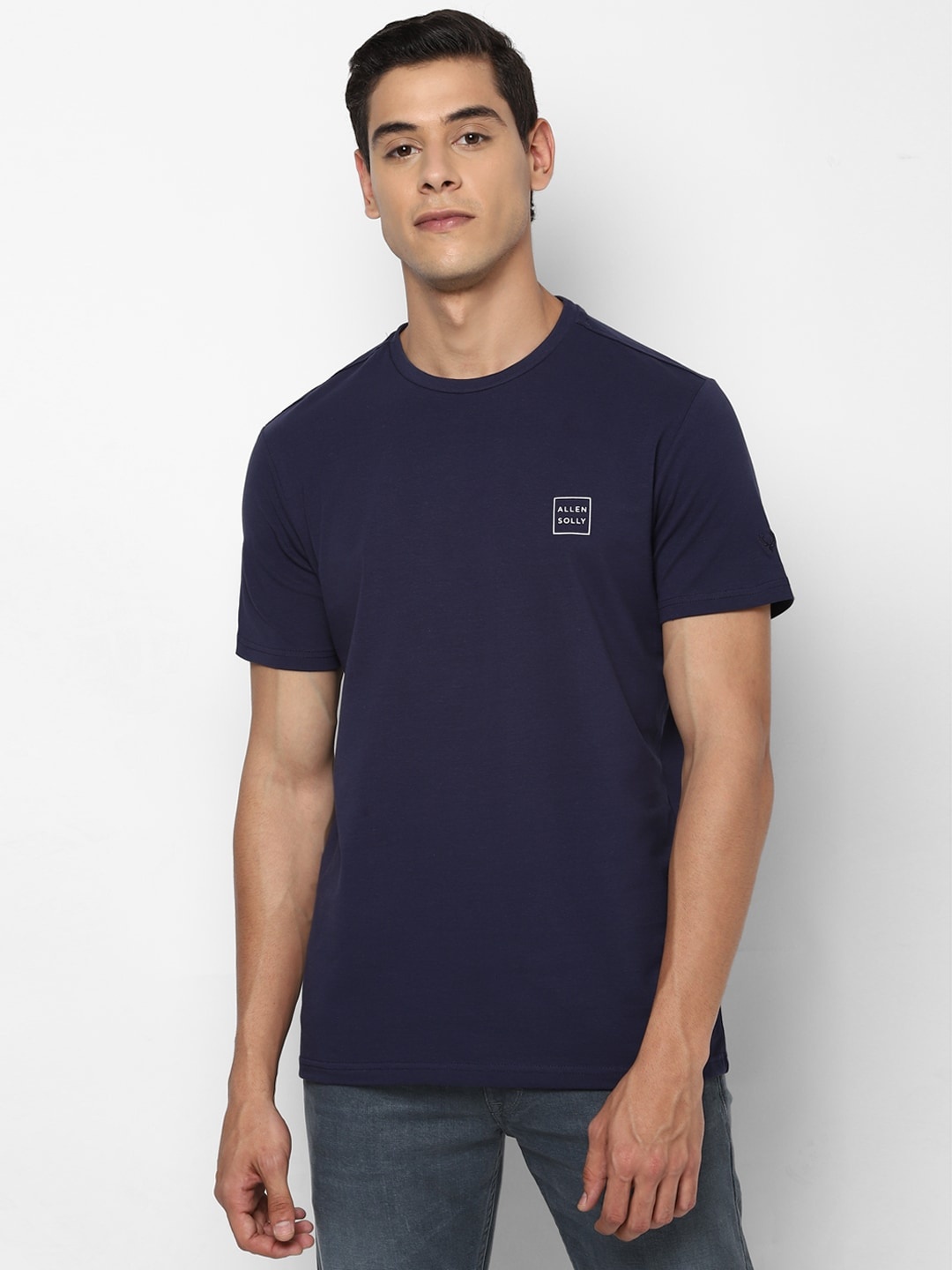 

Allen Solly Men Solid Navy Blue T-shirt
