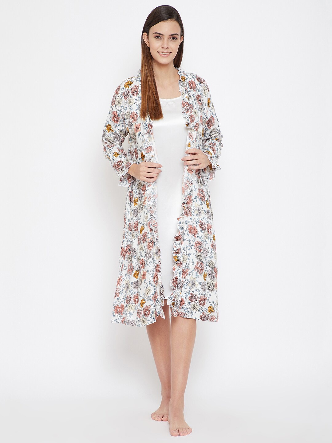 

The Kaftan Company White Printed Nightdress