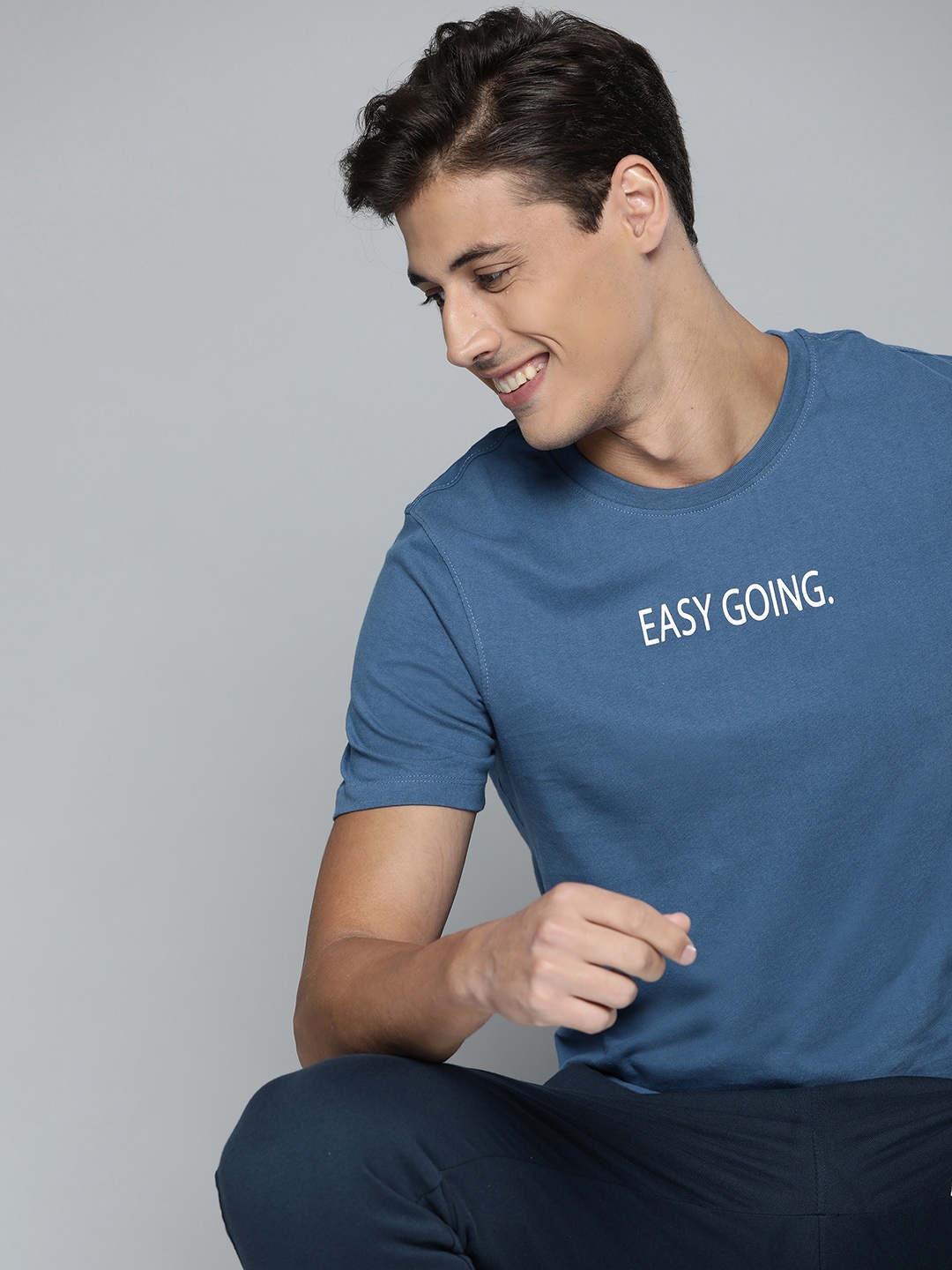 

MH Easy Men Blue Pure Cotton Printed Pure Cotton T-shirt