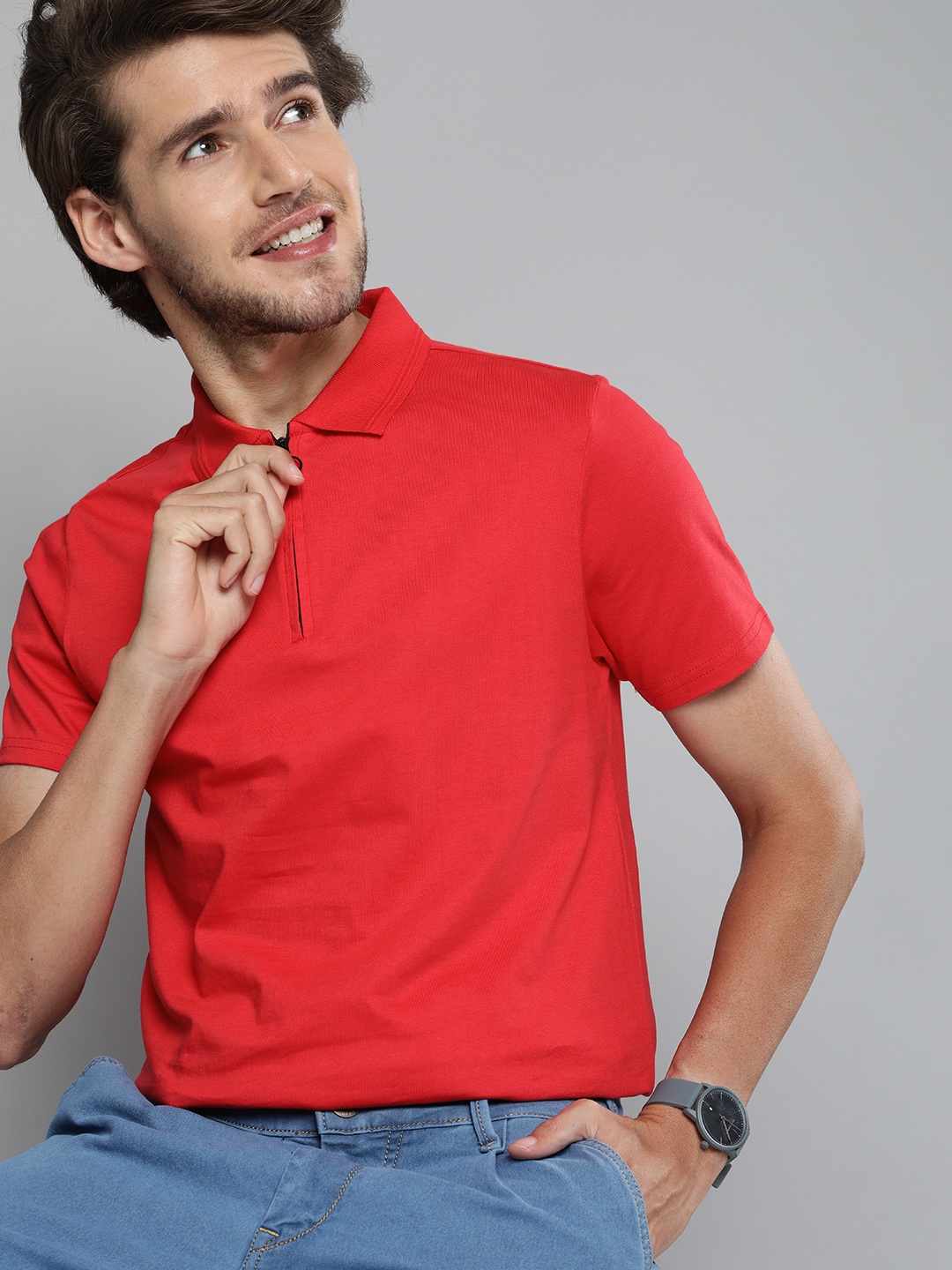 

Mast Harbour Men Red Polo Collar Pure Cotton T-shirt