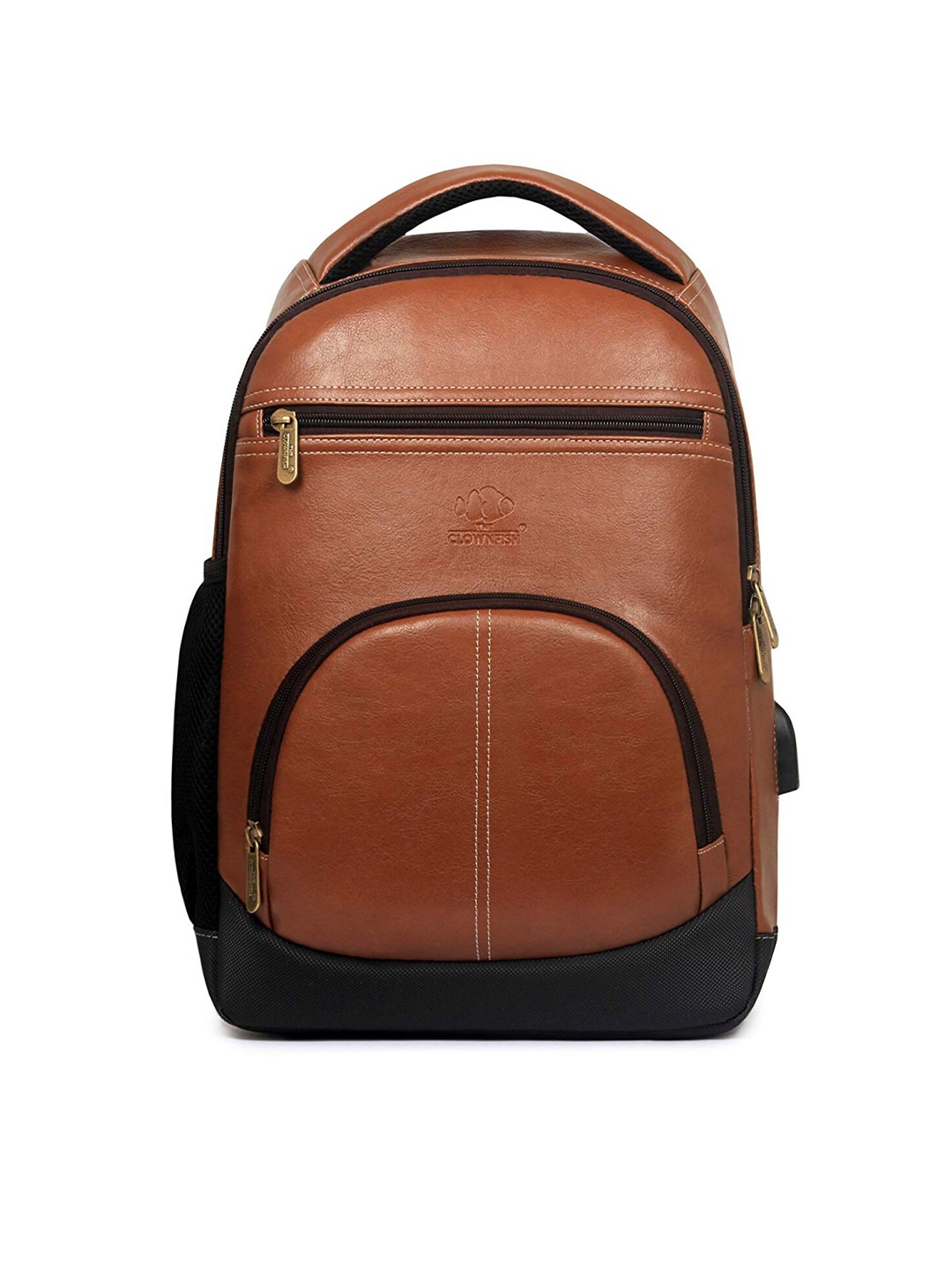 

THE CLOWNFISH Fusion Unisex Tan & Black Solid Laptop Bag