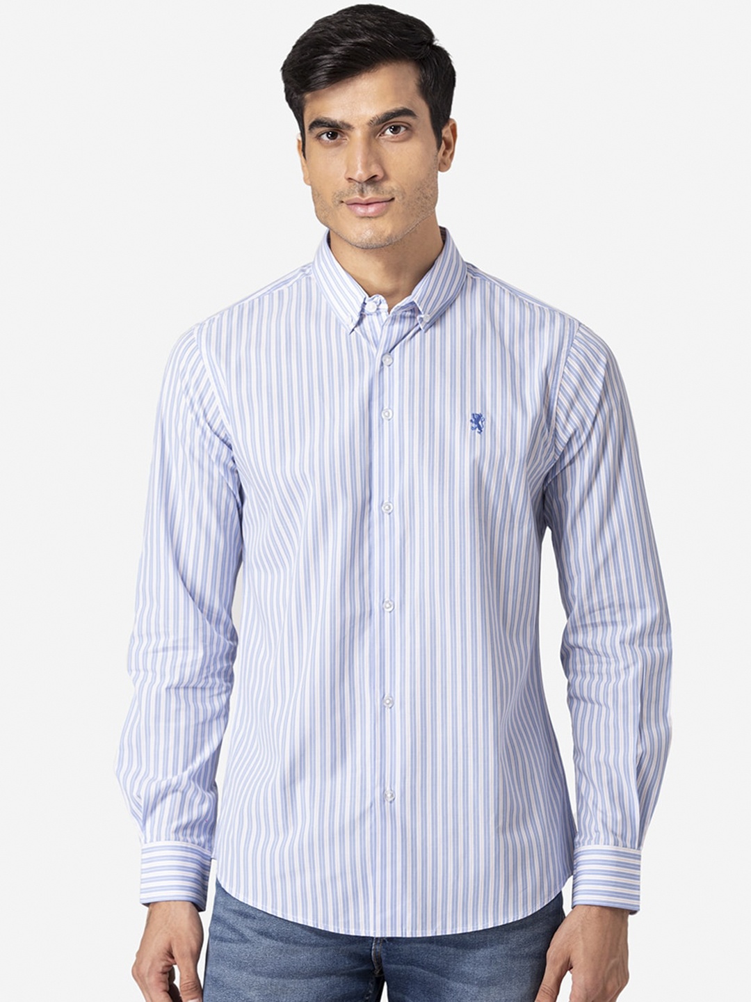 

Red Tape Men Blue Striped Regular Fit Casual Shirt