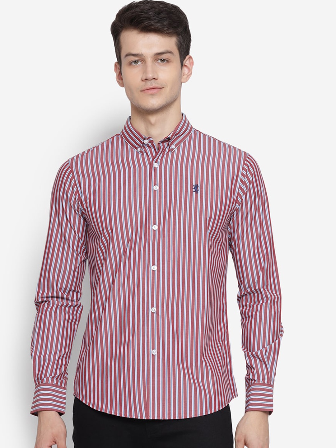 

Red Tape Men Red Striped Casual Shirt