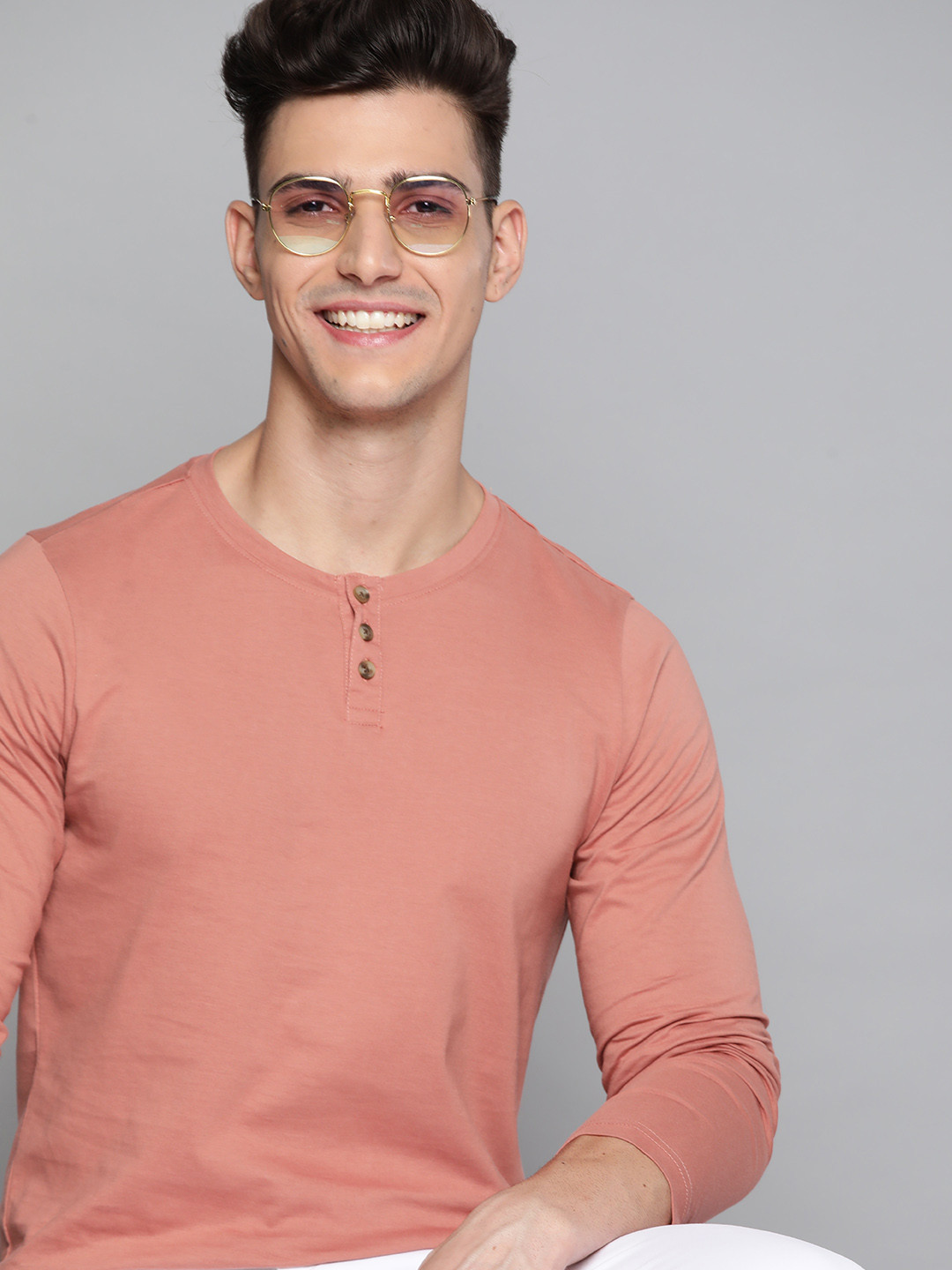 

M&H Our Water Men Pink Pure Cotton Solid T-shirt