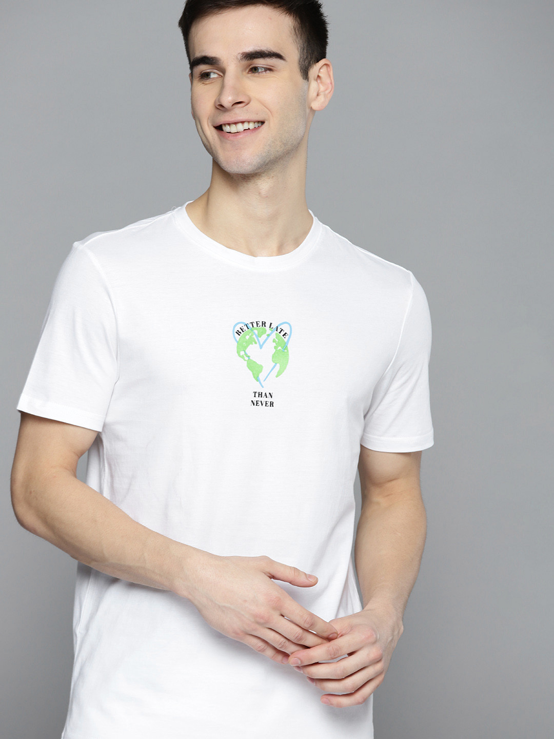 

M&H Our Water Men White Cotton Sustainable Typography Printed T-shirt