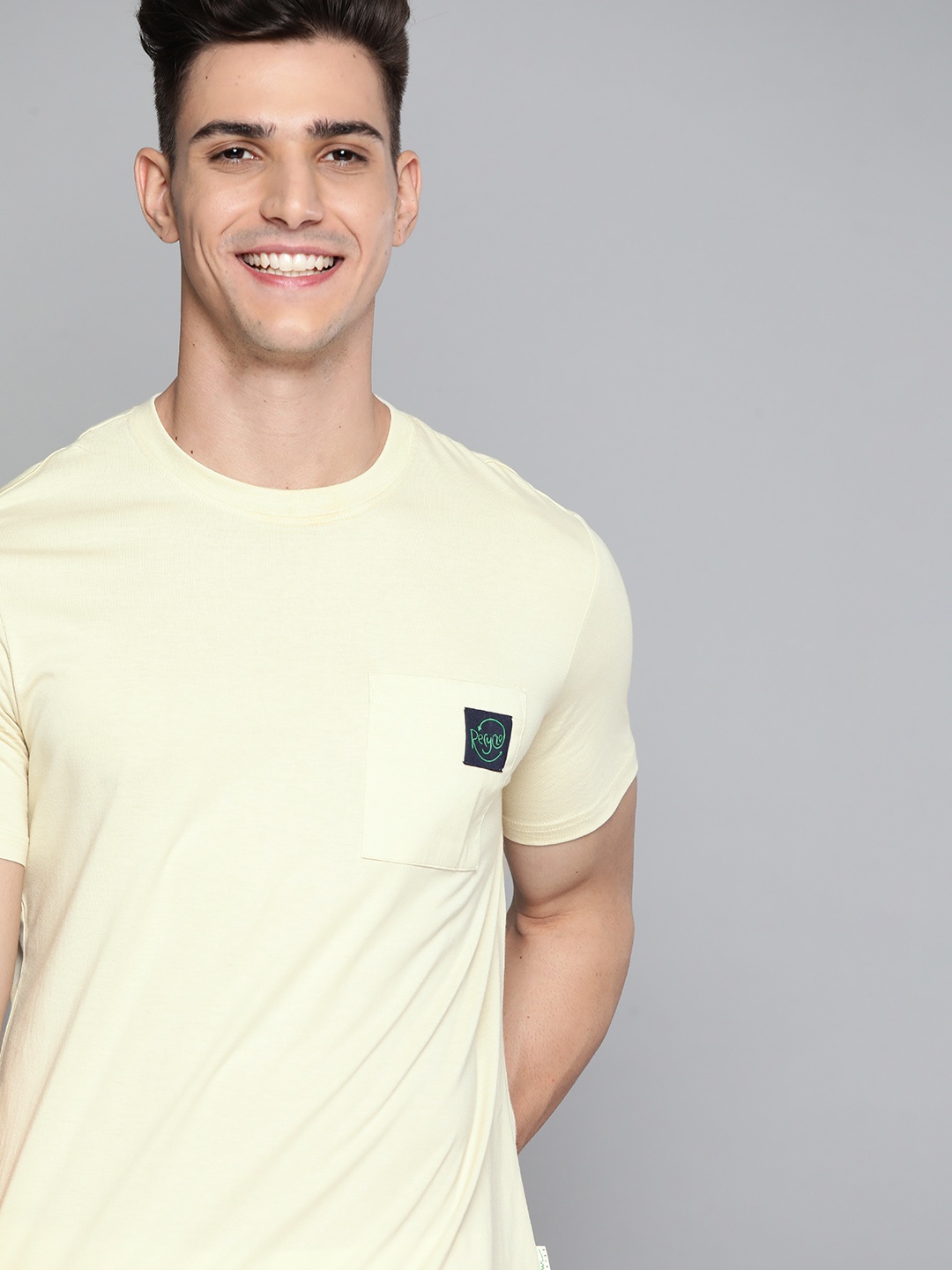 

M&H Our Water Men Cream-Coloured Solid T-shirt