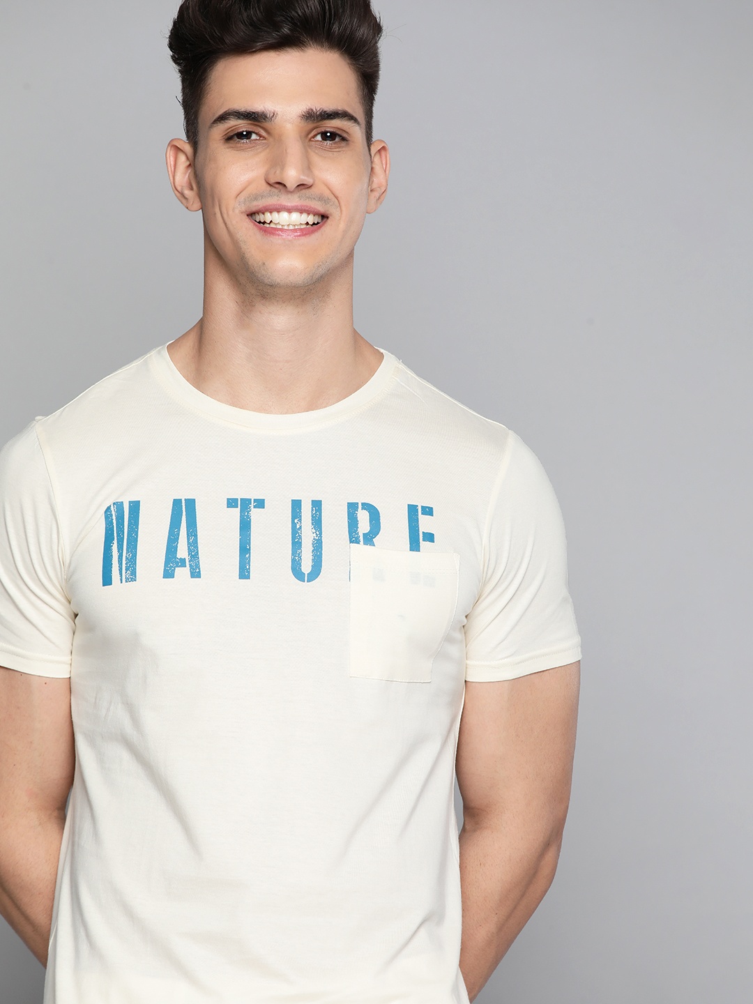 

M&H Our Water Men White Typography Printed Pure Cotton T-shirt