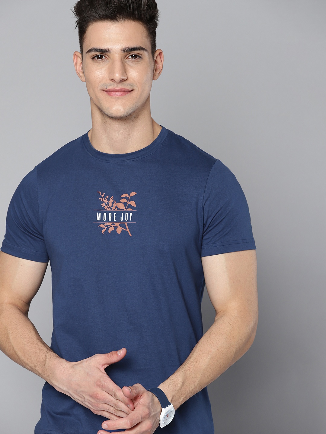 

M&H Our Water Men Navy Pure Cotton Printed Sustainable T-shirt, Navy blue