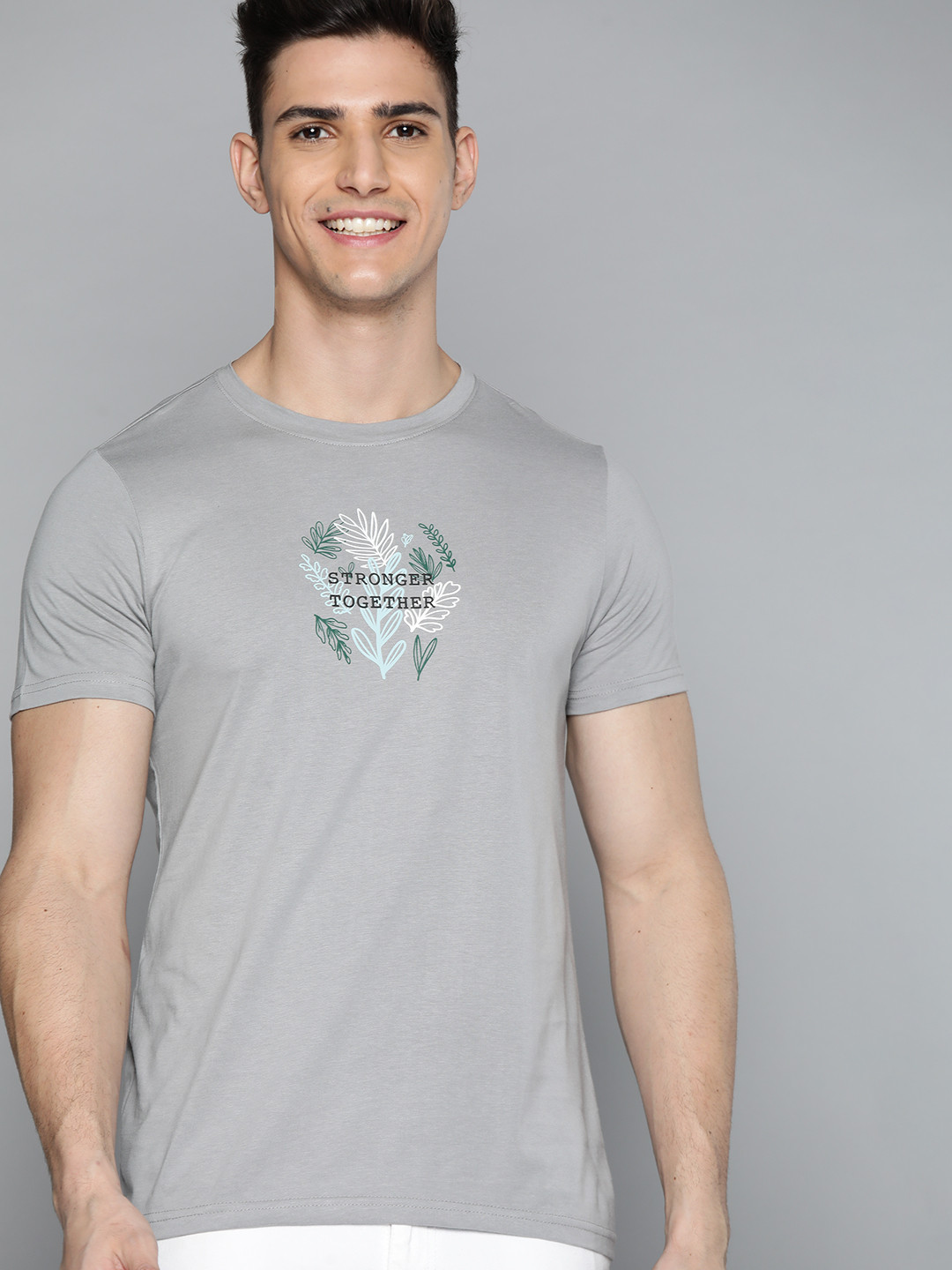 

M&H Our Water Men Grey & Black Typography Print T-shirt