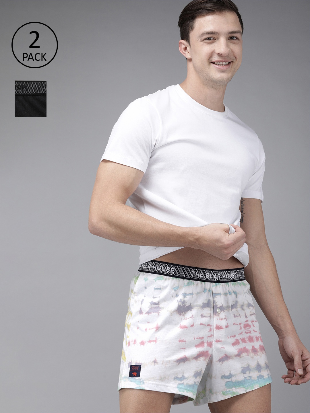 

THE BEAR HOUSE Men Pack of 2 Printed Knitted Boxers TBH-MONTAZA-S, Multi