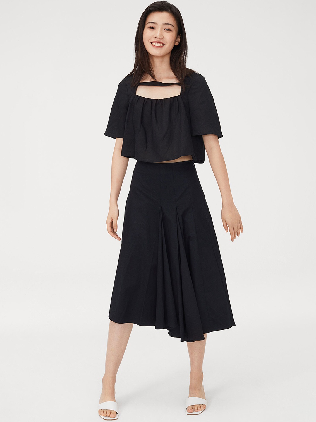 

H&M Black Asymmetric Pure Cotton Skirt