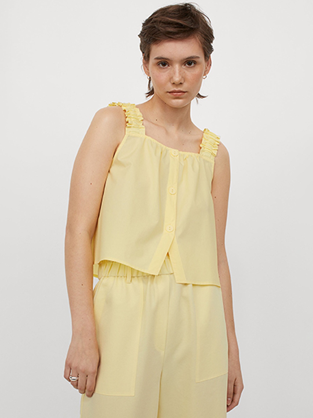 

H&M Women Yellow Cotton Top