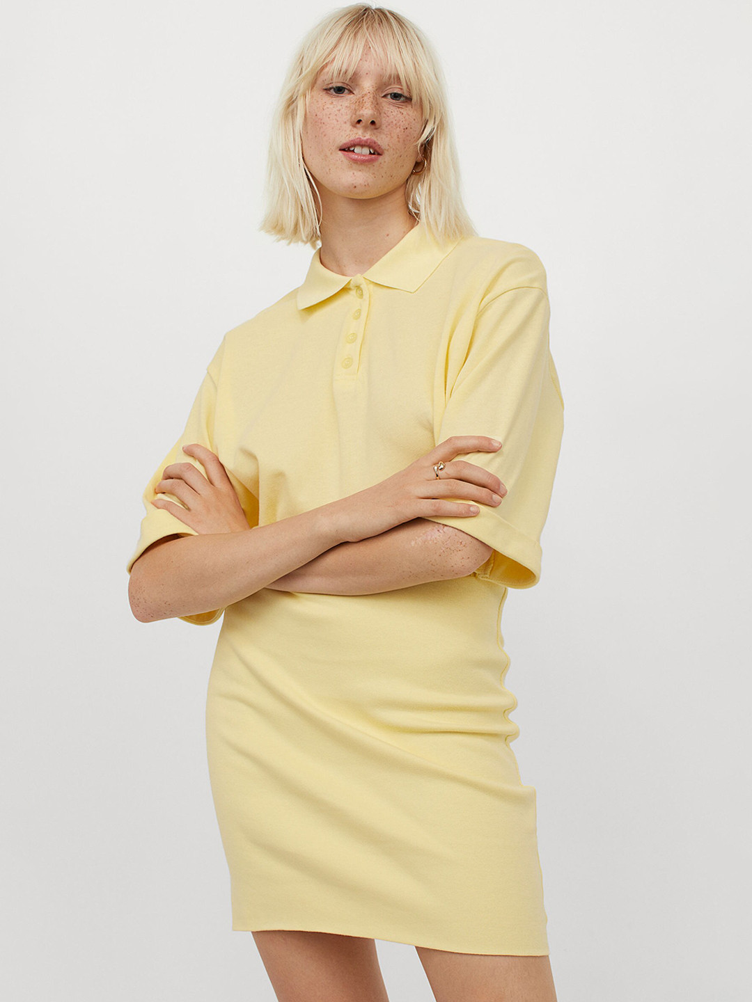 

H&M Women Yellow Solid Jersey Dress
