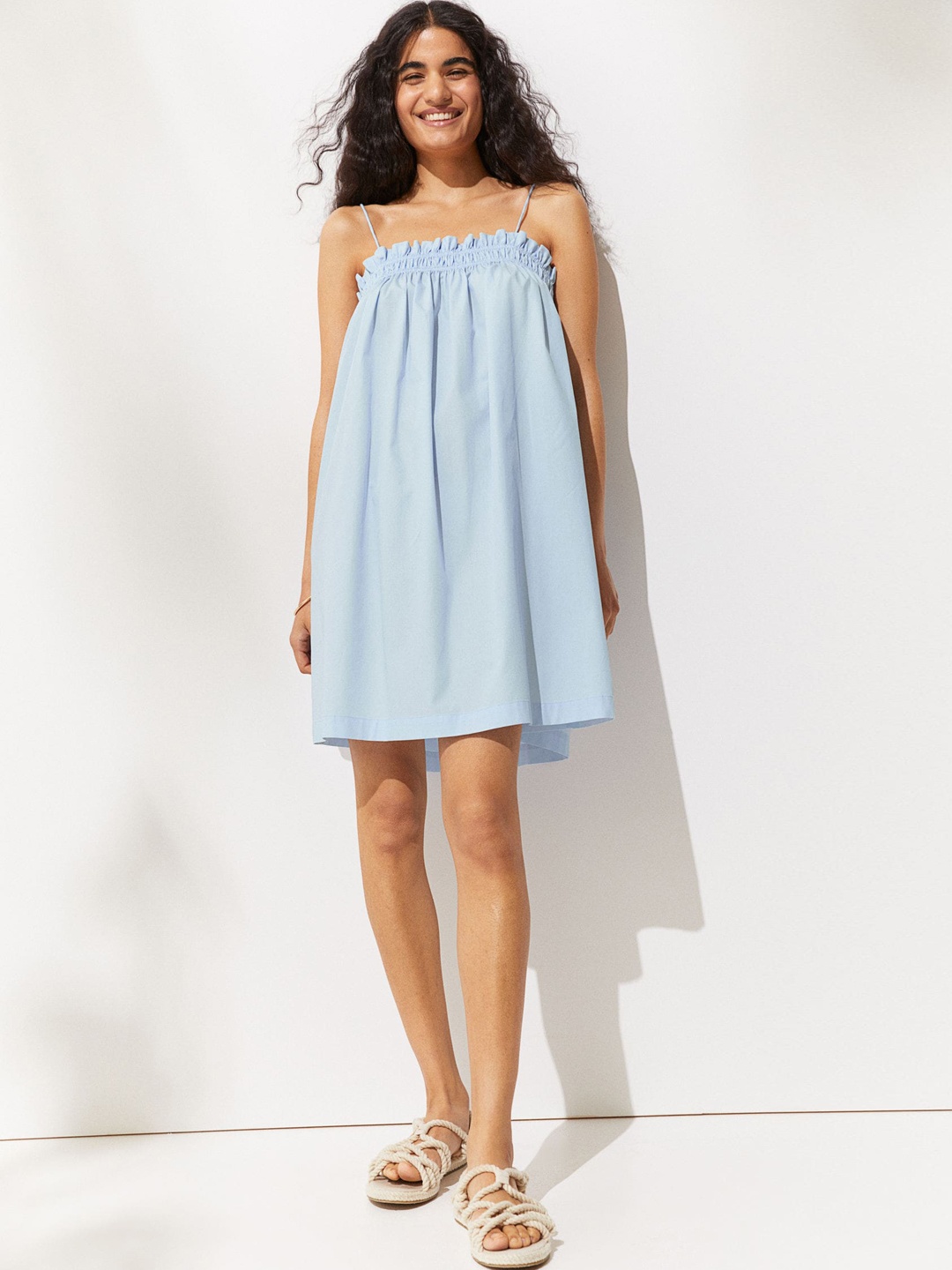 

H&M Women Blue Solid Cotton Dress