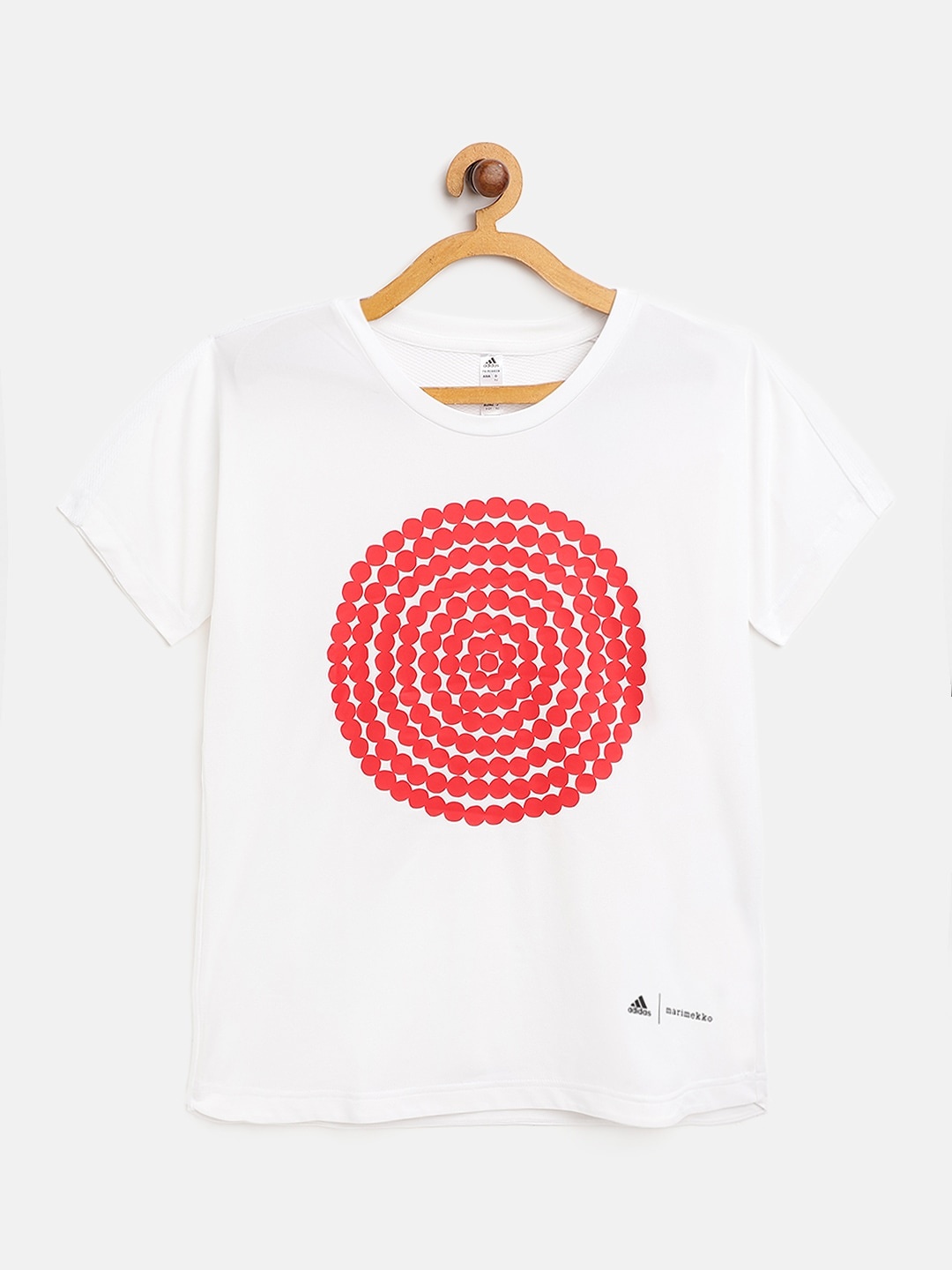 

ADIDAS Girls White Marimekko Primegreen Aeroready Loose & Longer Graphic Training Sustainable T-shirt