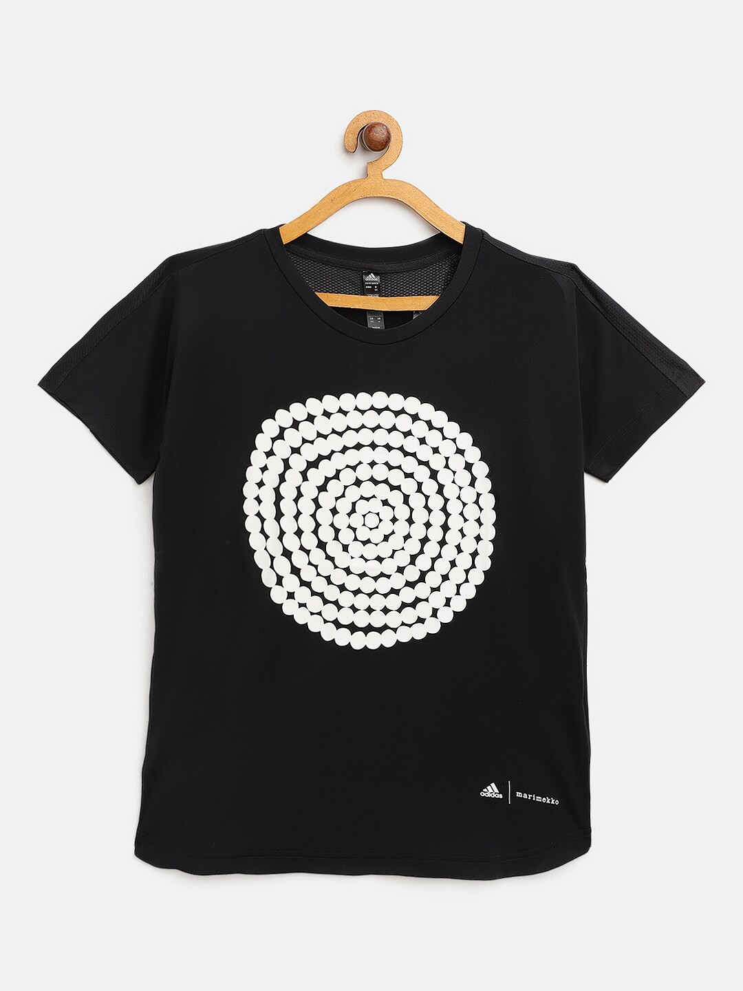 

ADIDAS Girls White Marimekko Primegreen Aeroready Loose & Longer Graphic Training Sustainable T-shirt, Black
