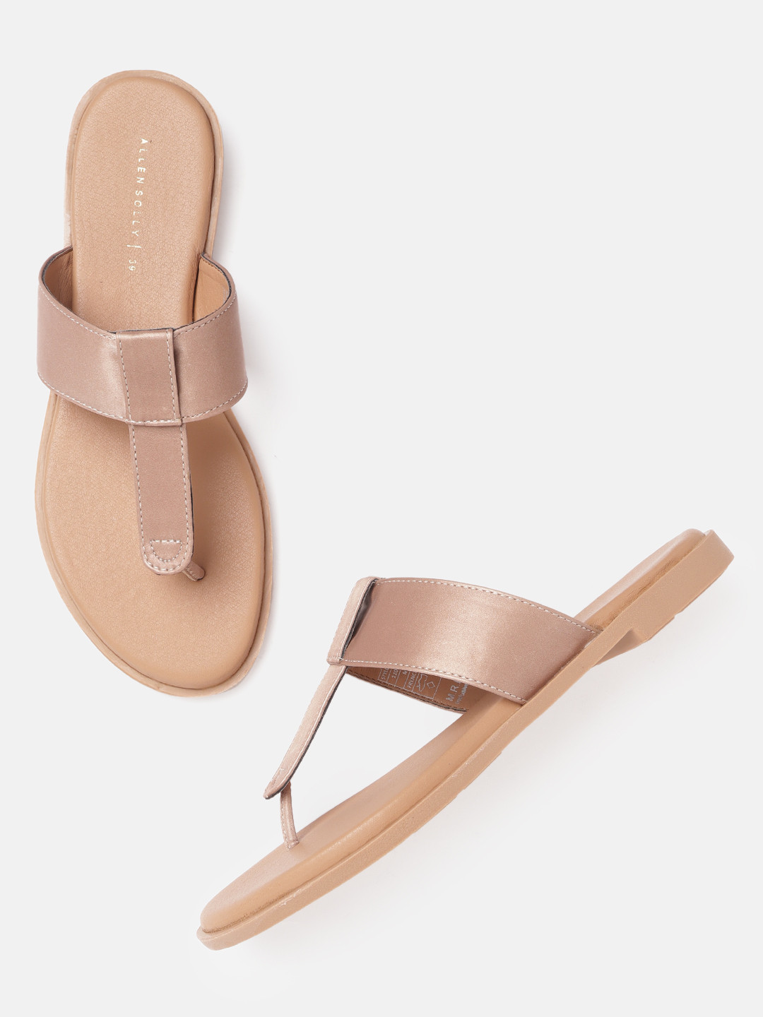 

Allen Solly Women Rose Gold-Toned Solid T-Strap Flats