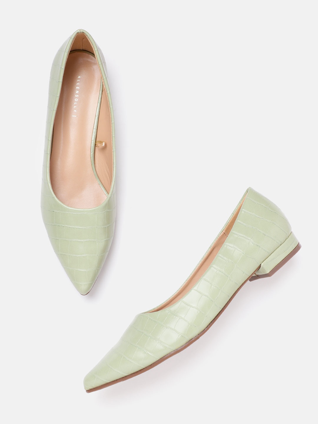 

Allen Solly Women Mint Green Croc Textured Ballerinas