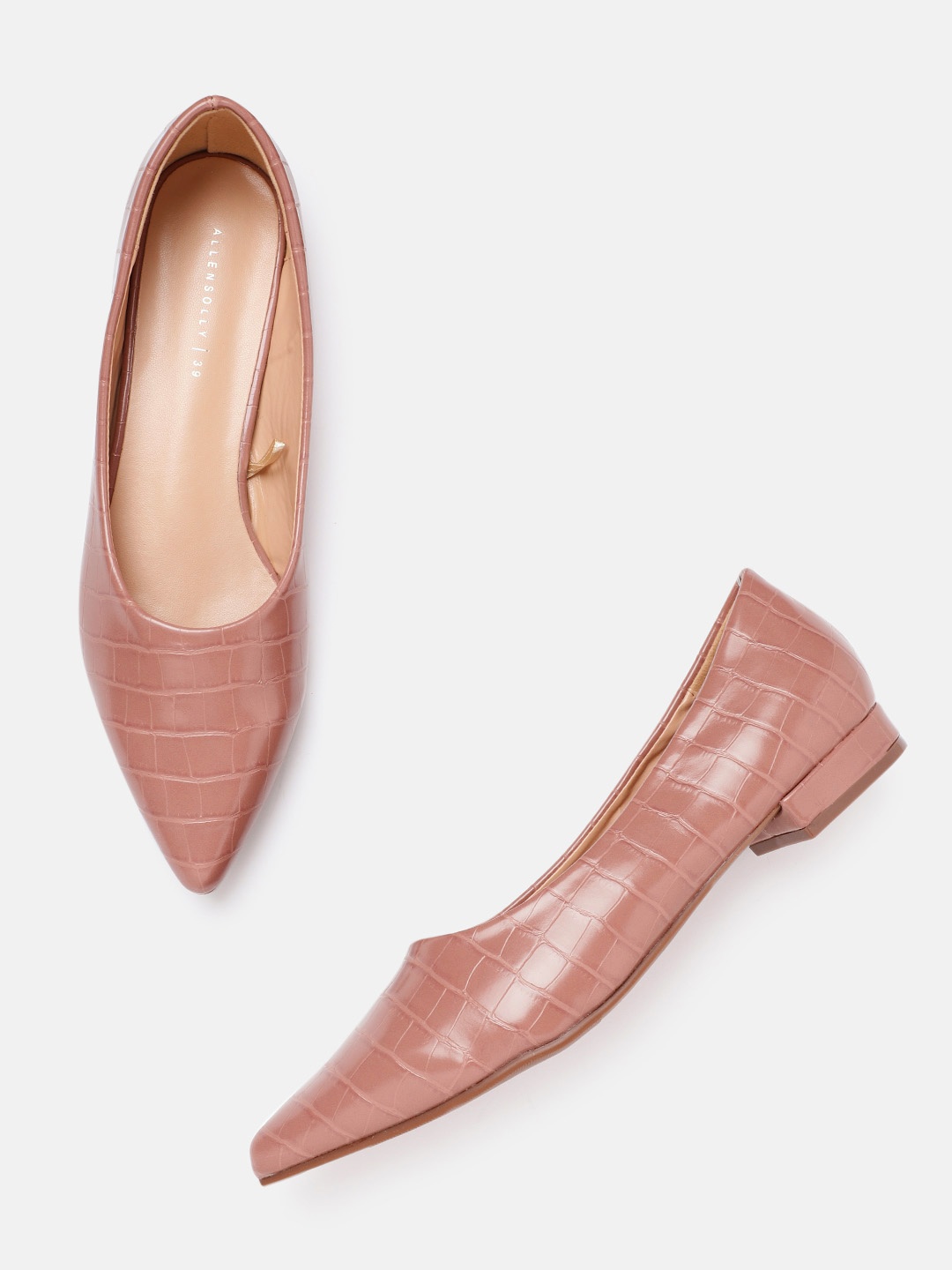 

Allen Solly Women Dusty Pink Croc-Textured Ballerinas