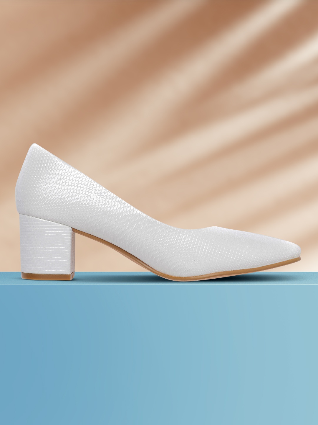 

Allen Solly Women White Croc Textured Pumps