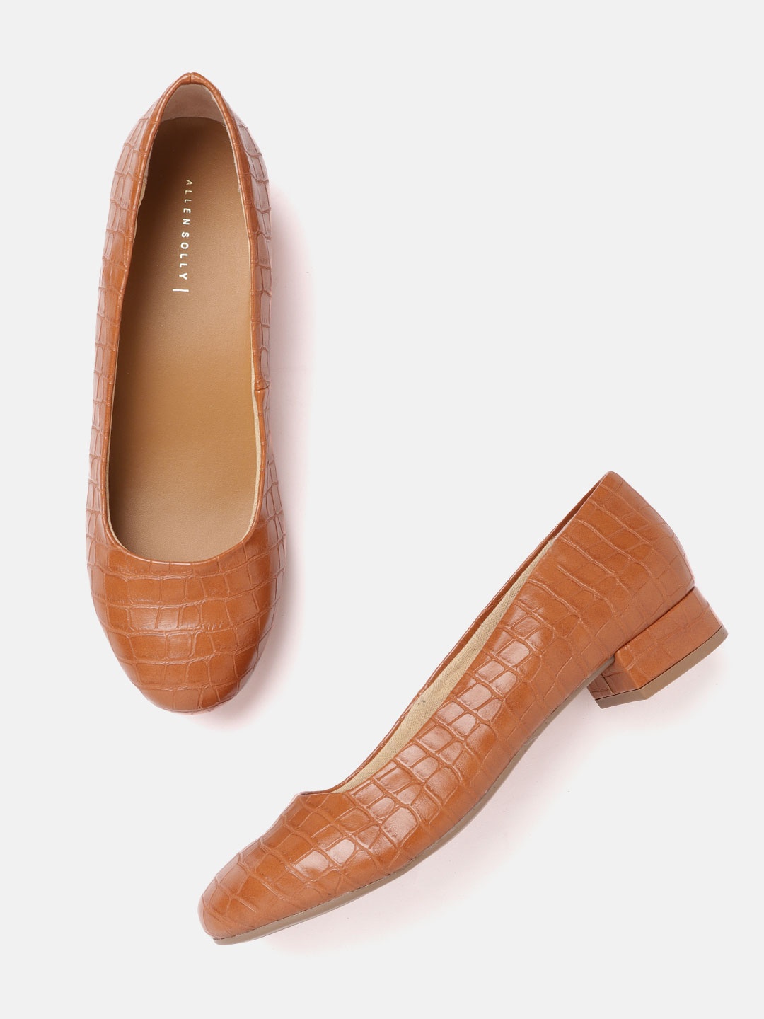 

Allen Solly Women Tan Brown Croc Textured Ballerinas