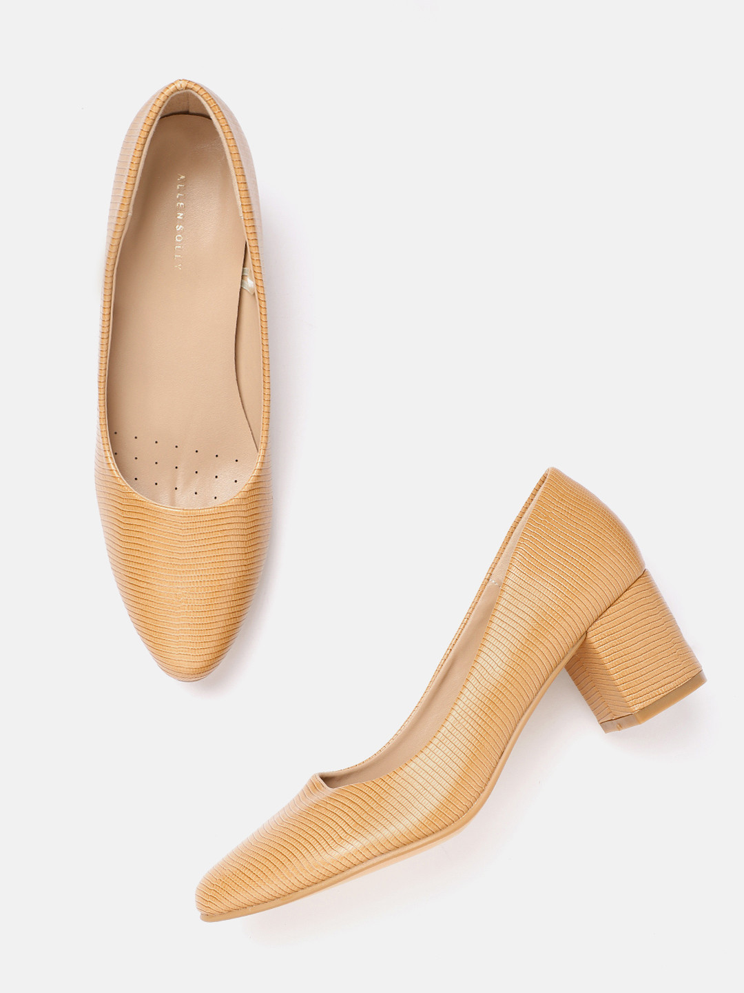 

Allen Solly Women Brown Croc Textured Pumps