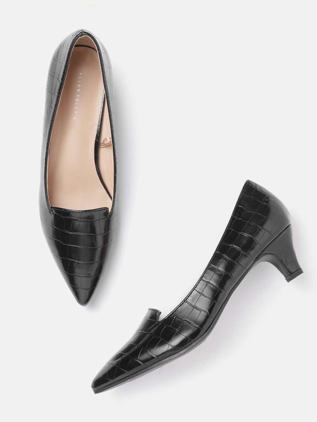 

Allen Solly Women Black Croc-Textured Pumps