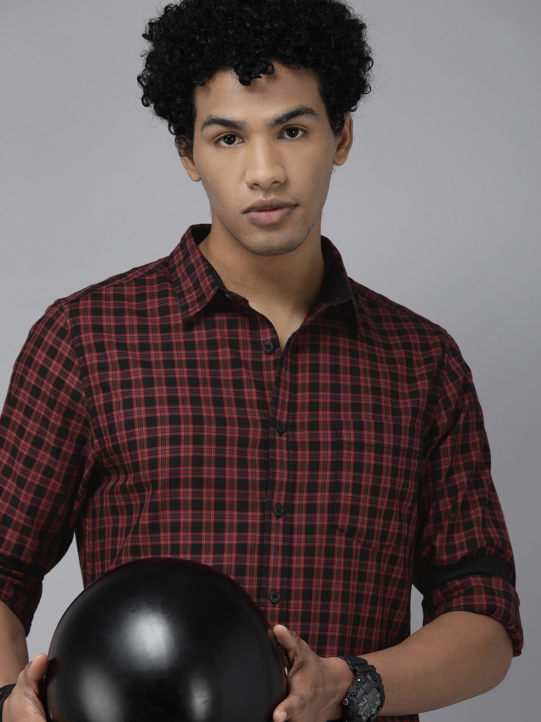 

Roadster Men Black & Red Checked Sustainable Casual Shirt