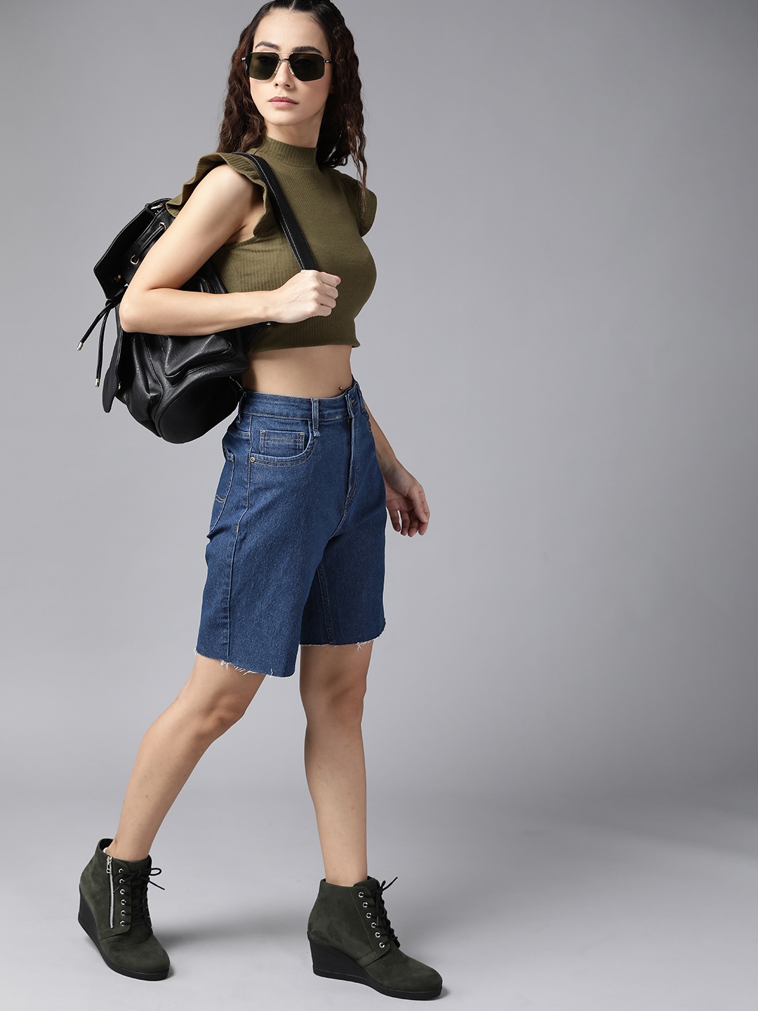 

Roadster Women Navy Blue Relaxed Fit Denim Shorts