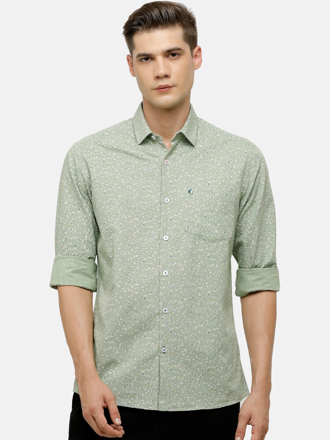 

CAVALLO by Linen Club Men Green Ditsy Floral Printed Casual Shirt