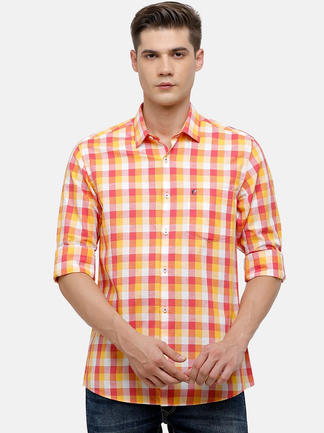 

CAVALLO by Linen Club Men Red Gingham Checked Casual Shirt
