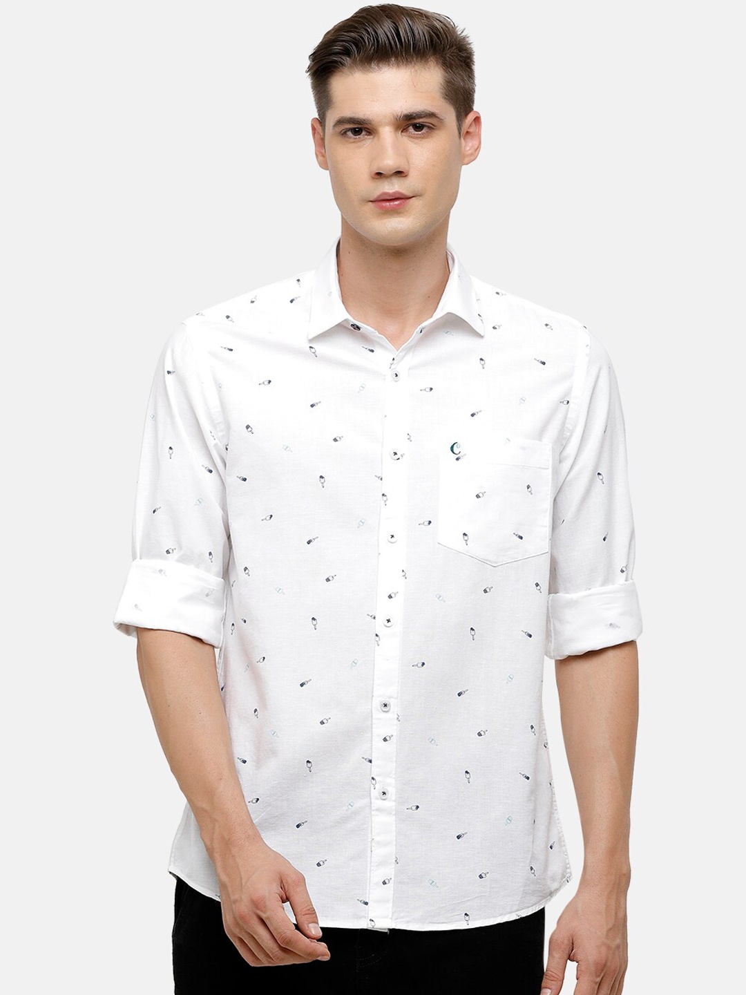 

CAVALLO by Linen Club Men White Printed Casual Shirt