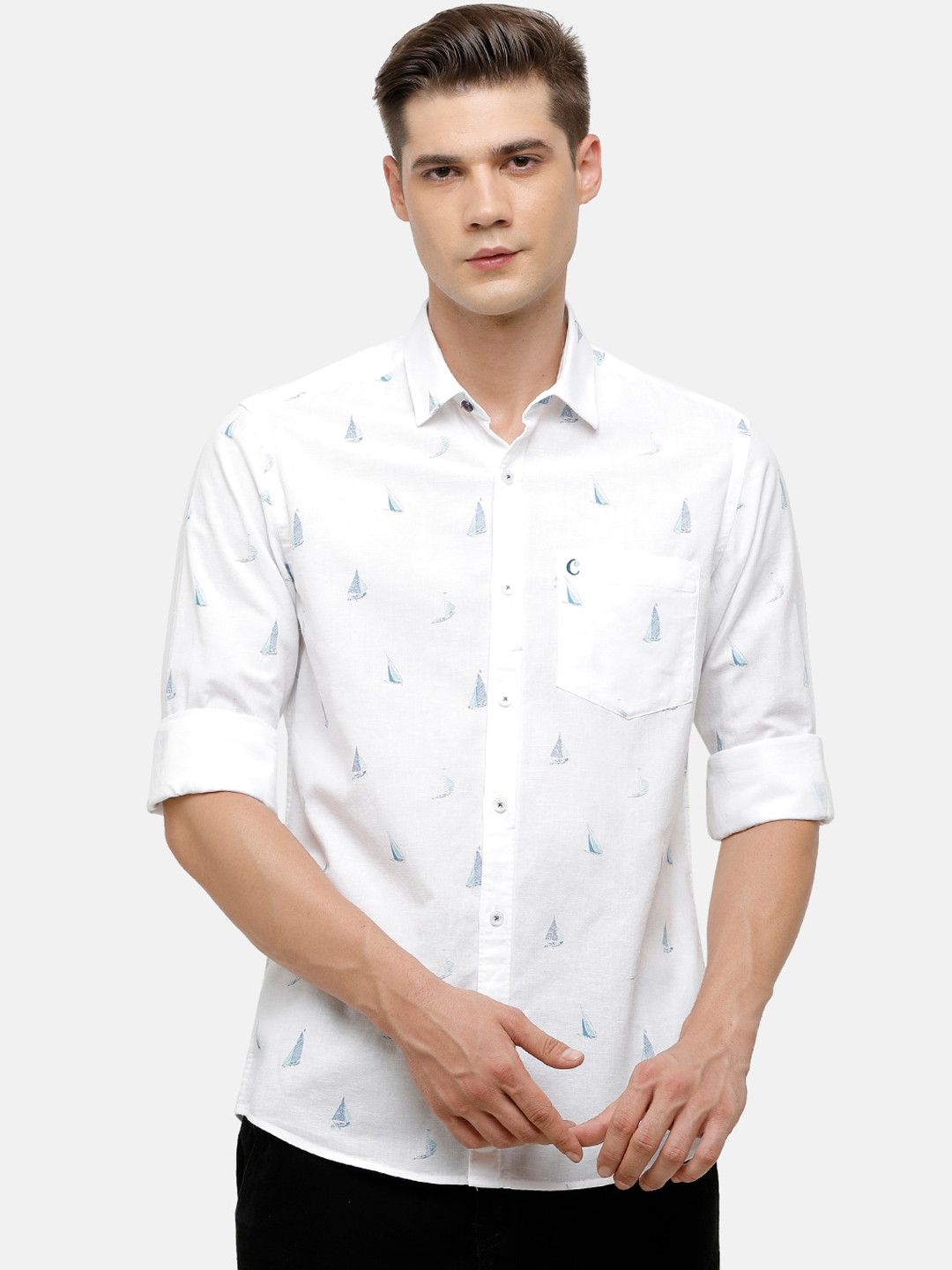 

CAVALLO by Linen Club Men White Printed Casual Shirt