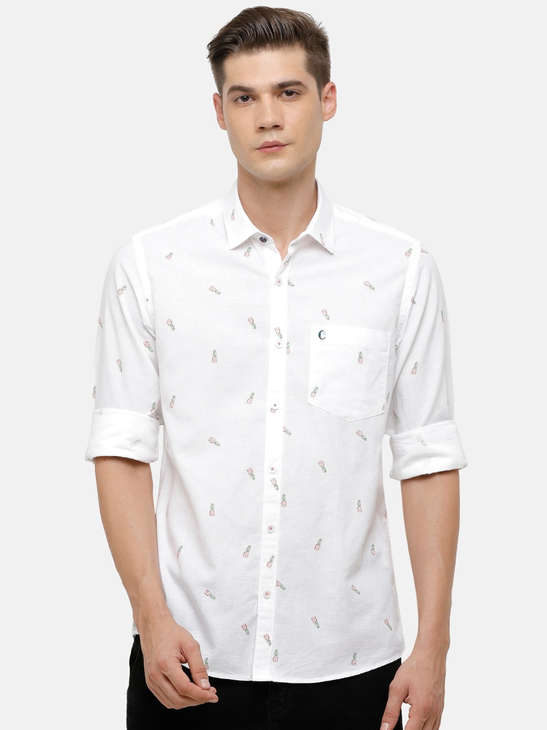 

CAVALLO by Linen Club Men White Printed Casual Shirt