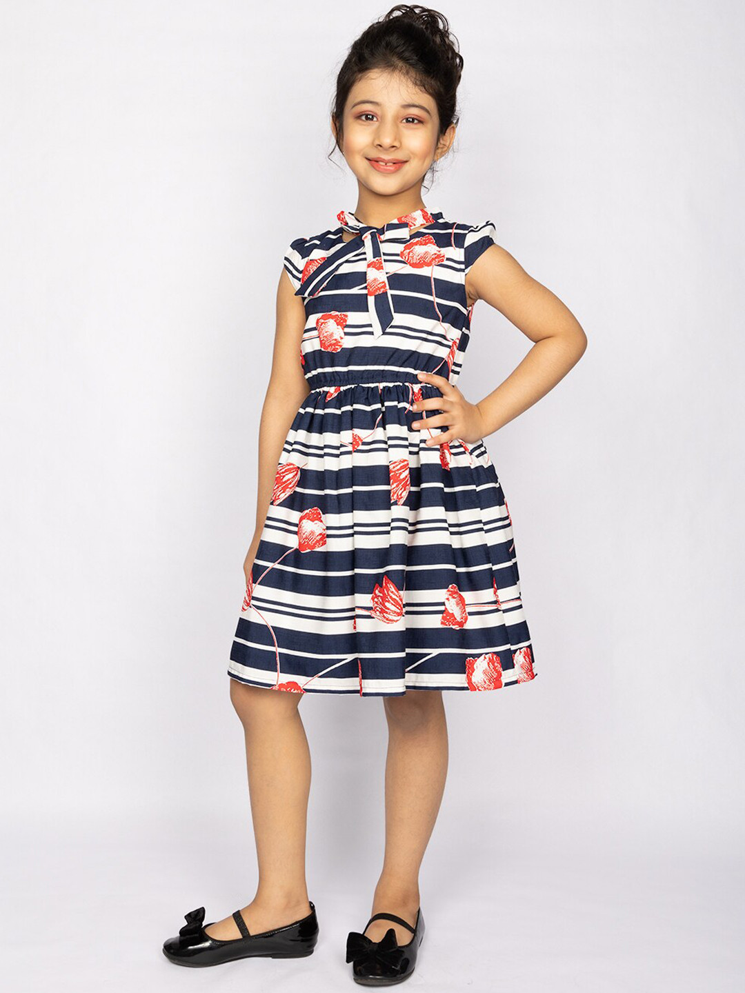 

Peppermint Navy Blue & Orange Floral Dress
