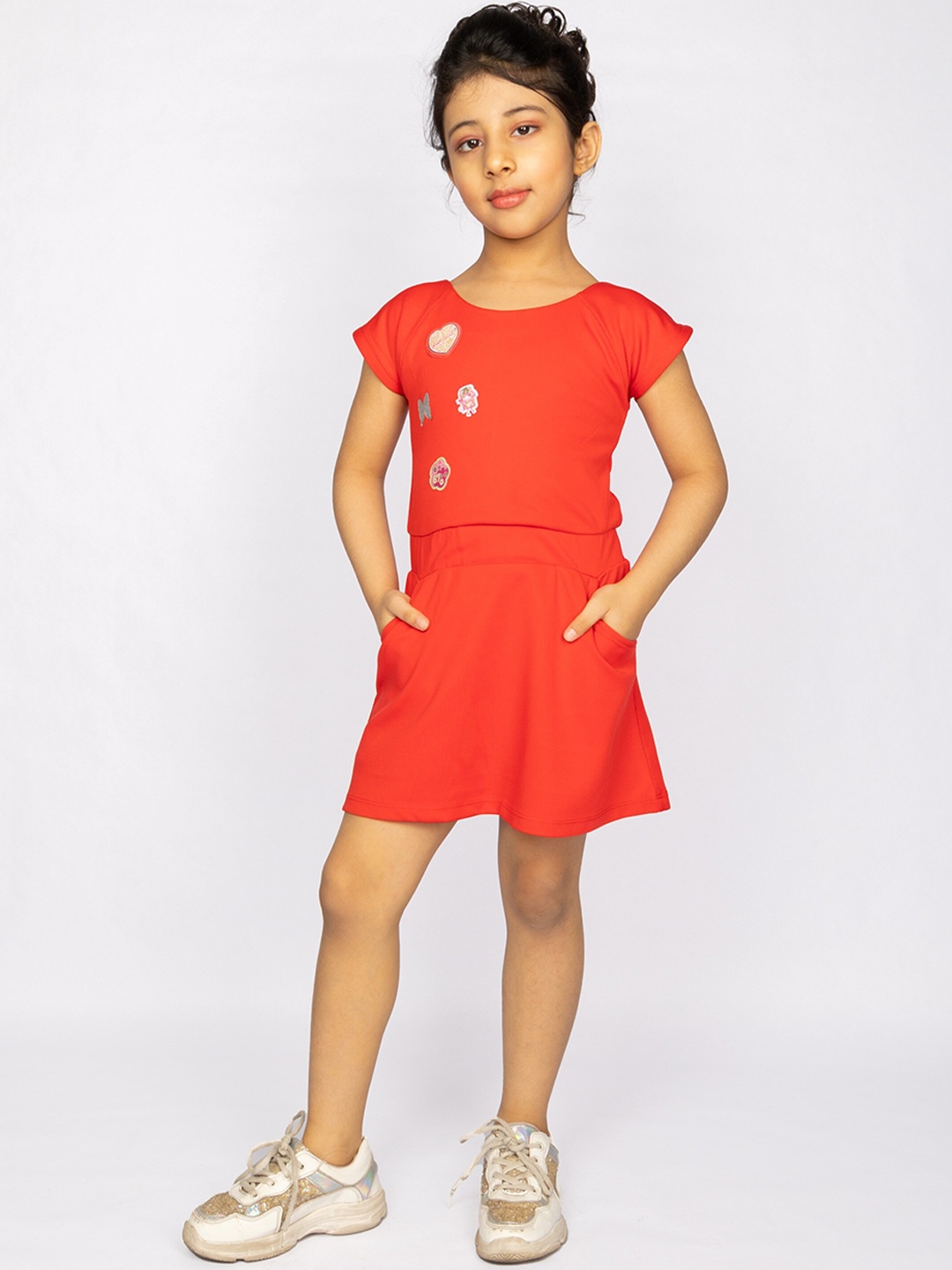 

Peppermint Red Applique Dress