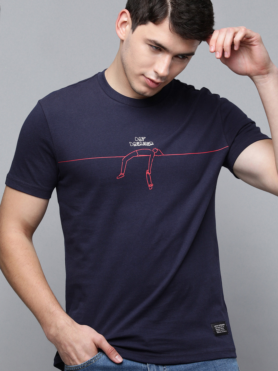

Levis Men Blue & Red Printed Pure Cotton T-shirt