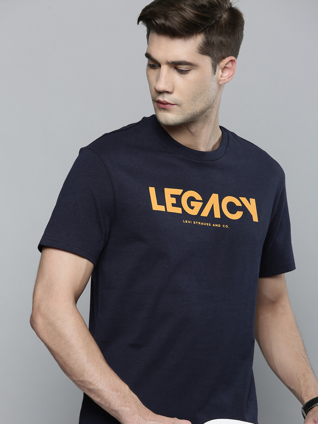 

Levis Men Navy Blue Typography Printed Pure Cotton T-shirt