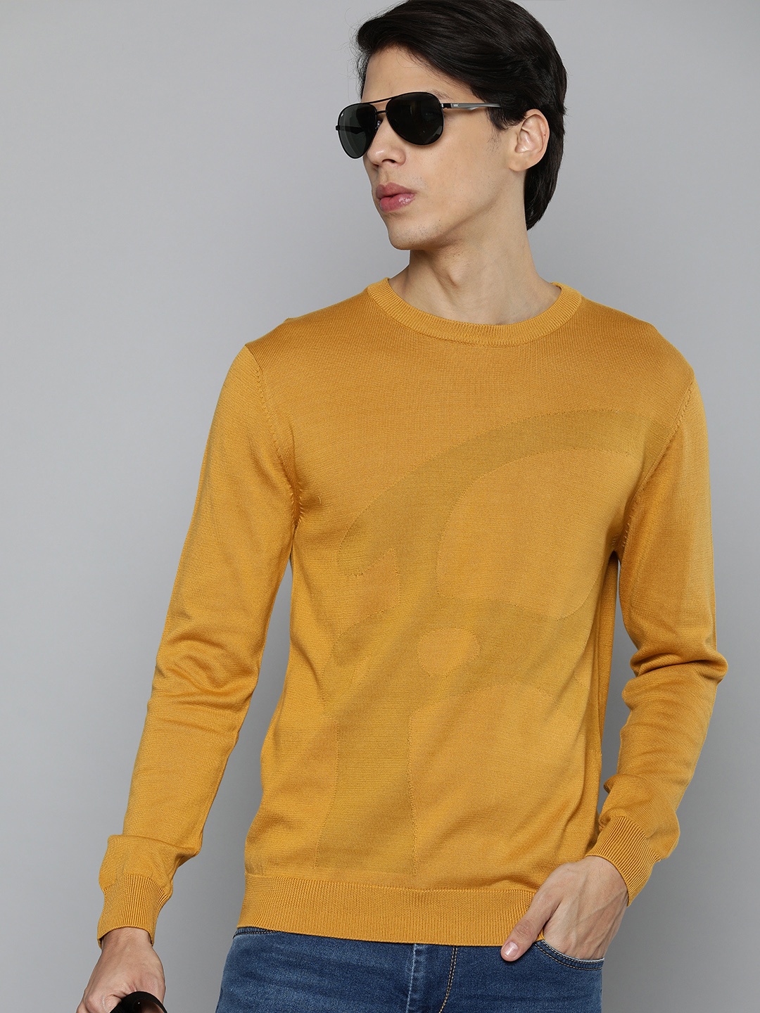

Levis Redloop Men Mustard Yellow Typography Pullover Sweatshirt
