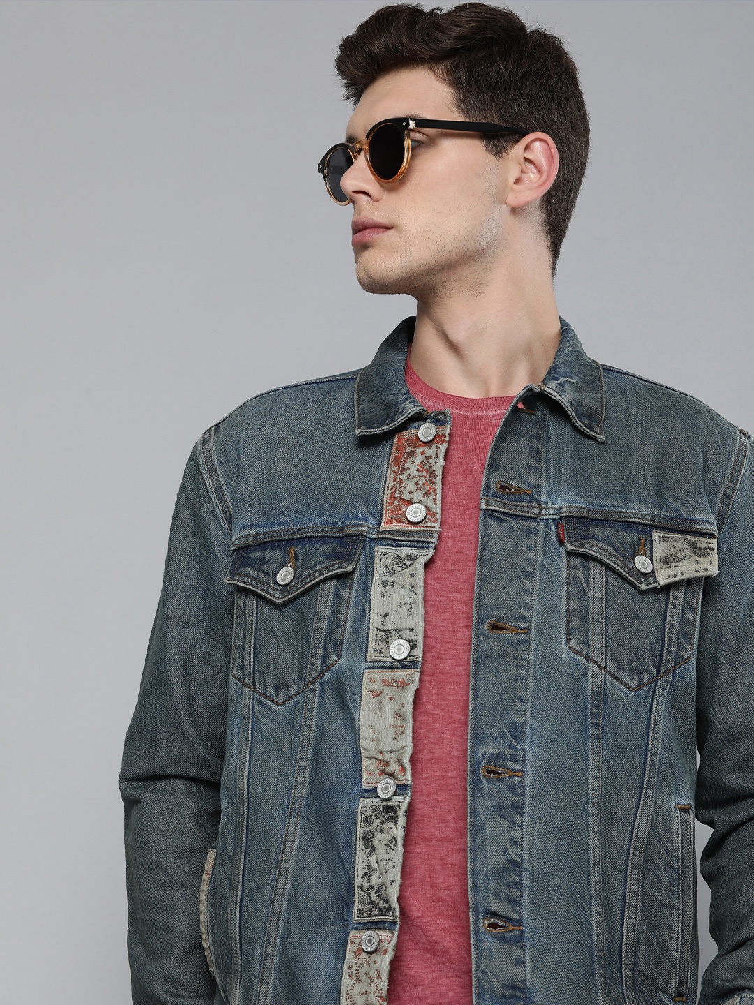 

Levis Men Blue Solid Denim Jacket