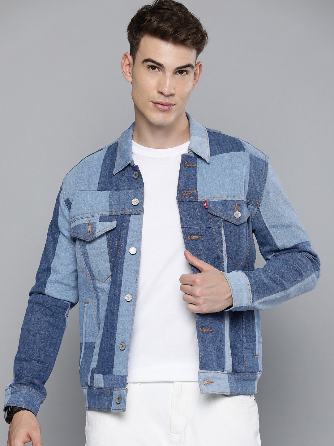 

Levis Men Blue Colourblocked Casual Denim Jacket