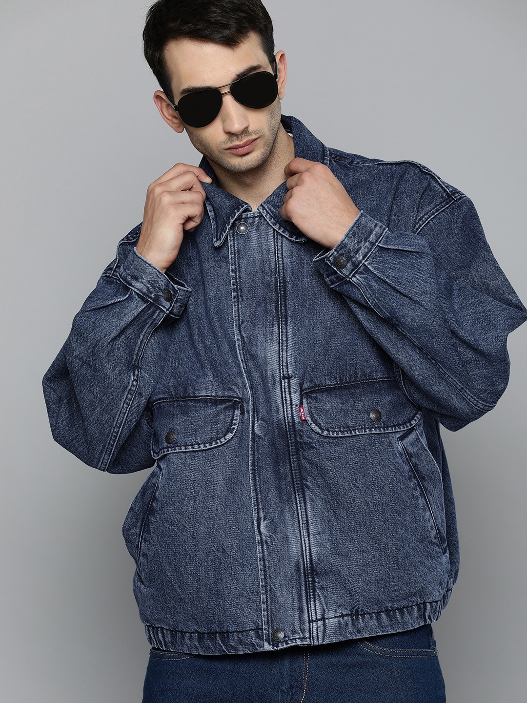 

Levis Men Blue Solid Loose Denim Trucker Jacket