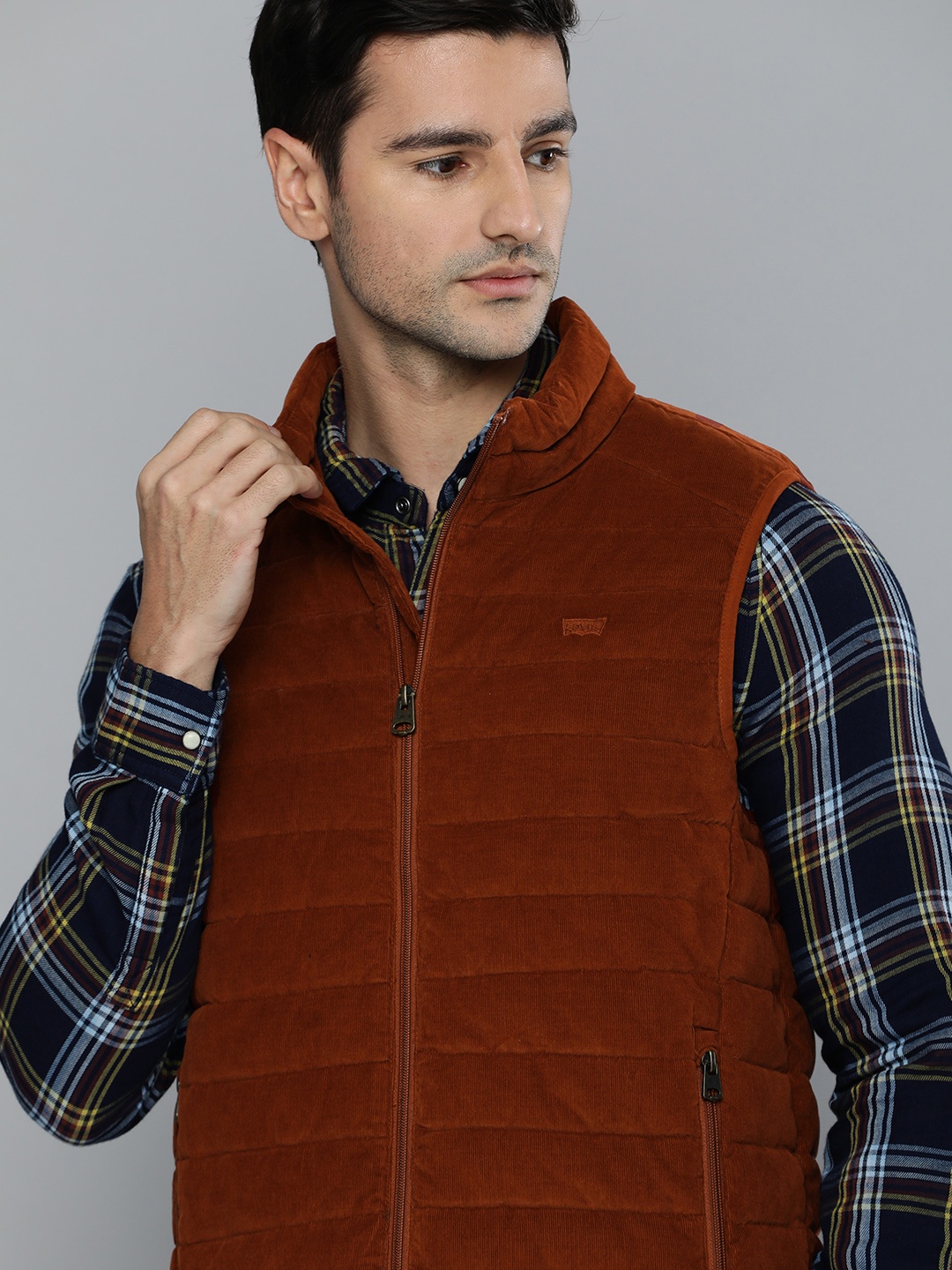 

Levis Men Rust Brown Solid Tailored Jacket