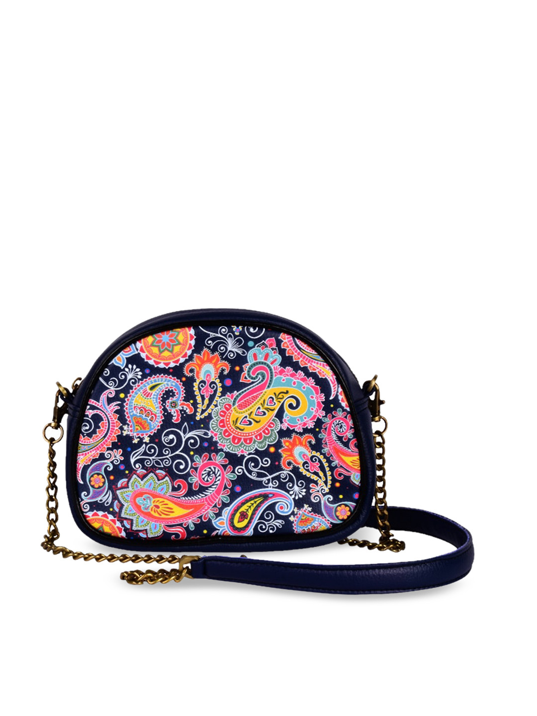 

Doodle Multicoloured Paisley Printed Half Moon Sling Bag, Multi