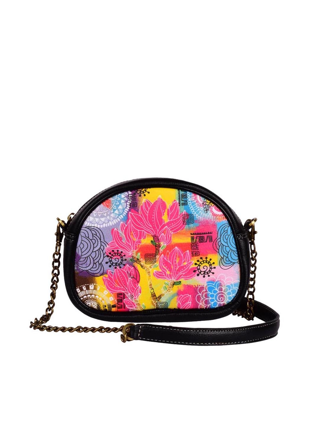 

Doodle Multicoloured Floral Printed PU Structured Sling Bag, Multi