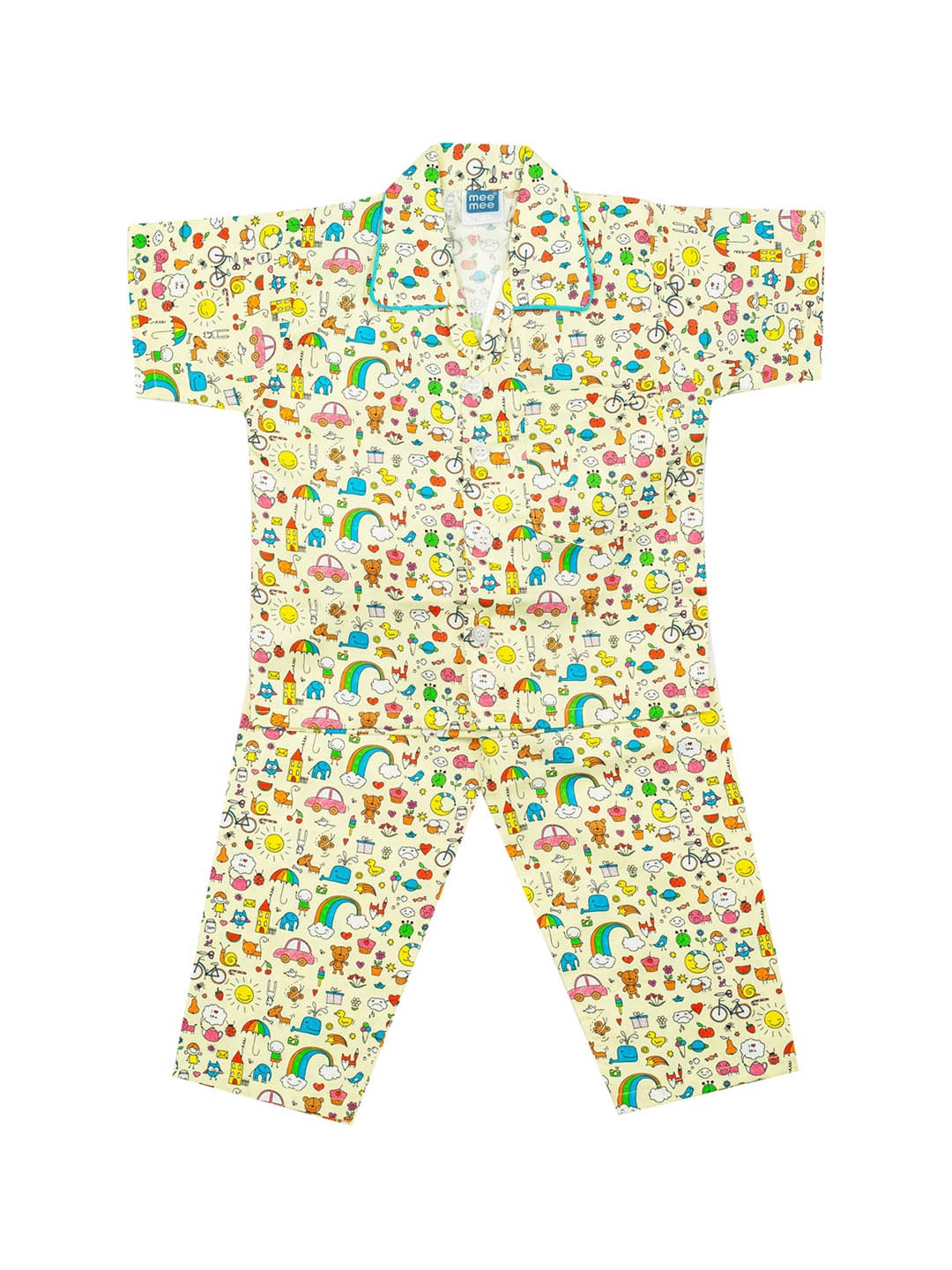 

MeeMee Boys Yellow & Pink Printed Night Suit
