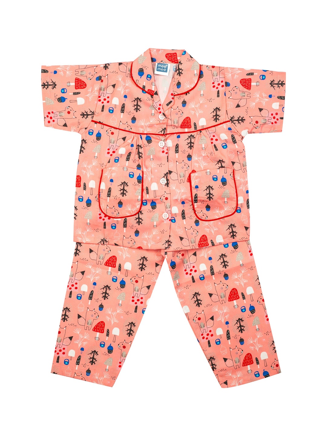 

MeeMee Girls Pink & White Printed Night suit GDFNSG105NGTSUT