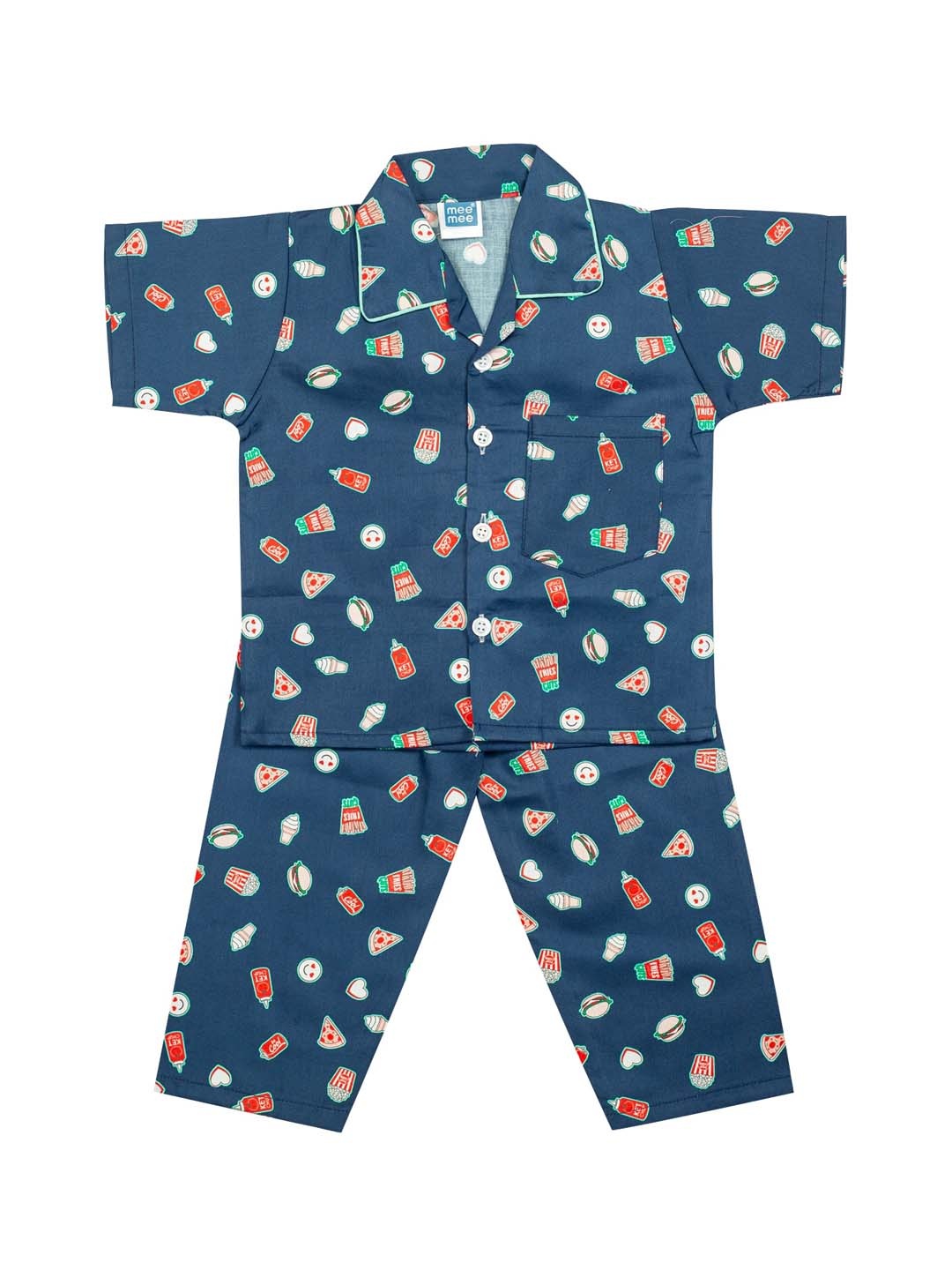 

MeeMee Boys Navy Blue & Red Printed Night suit